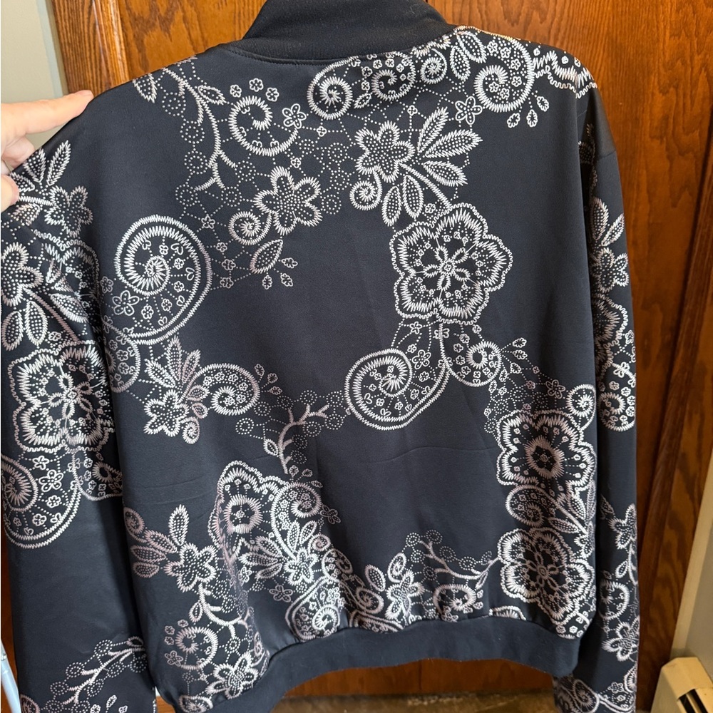 LuLaRoe Black Floral Bomber Jacket - Picture 2 of 4